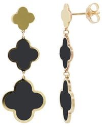 Italian Gold - 14K Onyx Clover Dangle Earrings - Lyst