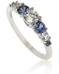 Suzy Levian - Silver Diamond & Sapphire Half-eternity Ring - Lyst