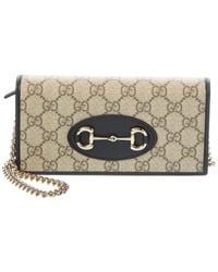 Gucci - Horsebit 1955 Gg Supreme Canvas & Leather Wallet On Chain - Lyst