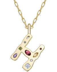 Genevive Jewelry - 14K Plated Cz Alphabetical Necklace - Lyst