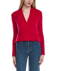 Sofiacashmere - Modern Faux Wrap Wool & Cashmere-Blend Sweater - Lyst
