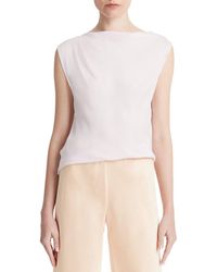 Vince - Asymmetric Drape Cap Sleeve Silk-Blend Blouse - Lyst