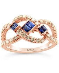 Le Vian - Le Vian 14k Rose Gold 1.20 Ct. Tw. Diamond & Sapphire Half-eternity Ring - Lyst