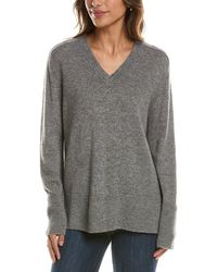 Forte - Hi Low Easy V-Neck 100% Cashmere Sweater - Lyst
