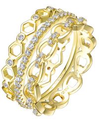 Genevive Jewelry - 14k Over Silver Cz Clear Wide Band Ring - Lyst