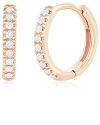 Nephora 14k Rose Gold Diamond Huggie Earrings - White