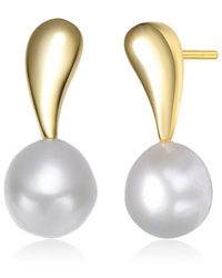 Genevive Jewelry - 14k Over Silver 11.2-10.8mm Pearl Earrings - Lyst