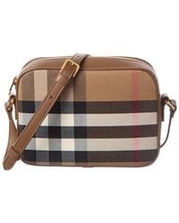 Burberry - Small Check Canvas & Leather Camera Bag - Lyst