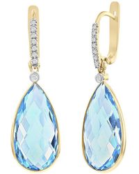 Reiss - 14K 0.14 Ct. Tw. Diamond & Topaz Earrings - Lyst