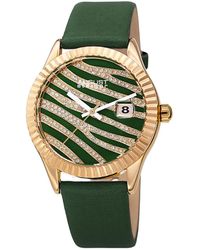 August Steiner Satin Over Leather Watch - Green