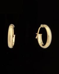 Italian Gold - 14k Textured Petite Hoops - Lyst