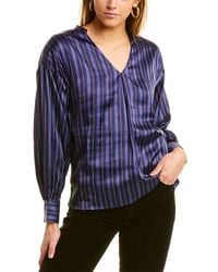 Garrie B - Satin V-Neck Blouse - Lyst