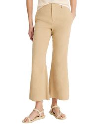 Vince - Mid Rise Cropped Linen-Blend Flare Trouser - Lyst