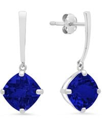 MaxColor - 14k 4.40 Ct. Tw. Lab-grown Blue Sapphire Drop Earrings - Lyst