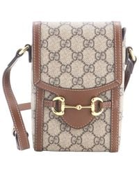 Gucci - Gg Coated Canvas & Leather Horsebit 1955 Crossbody Mini (Authentic Pre-Loved) - Lyst