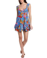 FARM Rio - Macaw Party Linen-blend Mini Dress - Lyst