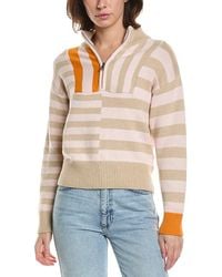 Brodie Cashmere - Mix Stripe 1/2-Zip Cashmere-Blend Pullover - Lyst