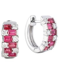 Gregg Ruth - 14K 1.50 Ct. Tw. Diamond & Ruby Huggie Earring - Lyst