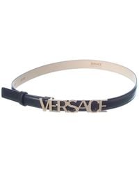 Versace - Logo Buckle Leather Belt - Lyst