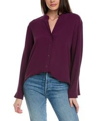 Eileen Fisher - Mandarin Collar Silk Shirt - Lyst