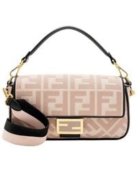 Fendi - Black Canvas Ff Embroidered Baguette Shoulder Bag (authentic Pre-loved) - Lyst
