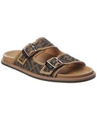Fendi - Feel Ff Jacquard & Leather Sandal - Lyst