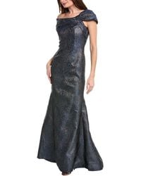Teri Jon - Bow Back Metallic Jacquard Gown - Lyst