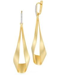 Reiss - 14k 0.11 Ct. Tw. Diamond Dangling Earrings - Lyst