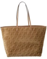 Fendi - Roll Large Ff Jacquard Velvet & Leather Tote - Lyst