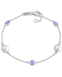 Rina Limor - 0.69 Ct. Tw. Amethyst & 7-7.5Mm Pearl Charm Bracelet - Lyst