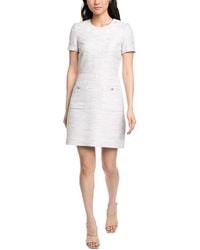 St. John - Tweed Contrast Waist Sheath Dress - Lyst