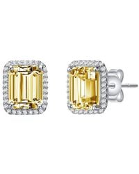 Genevive Jewelry - Plated Cz Square Earrings - Lyst