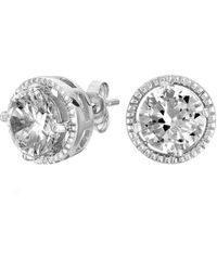 Rachel Glauber - Silver Cz Halo Studs - Lyst