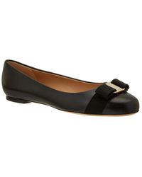 Ferragamo Varina Leather Ballet Flat - Black