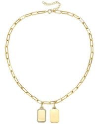 Rachel Glauber - 14k Plated Cz Double Dog Tag Necklace - Lyst