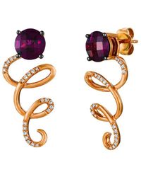 Le Vian - Le Vian 14k Strawberry Gold 2.53 Ct. Tw. Diamond & Rhodolite Earrings - Lyst