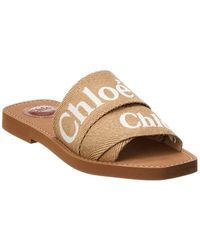 Chloé - Woody Logo Canvas Slide - Lyst