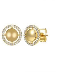 Rachel Glauber - 14k Plated Cz Eternity Halo Medallion Studs - Lyst