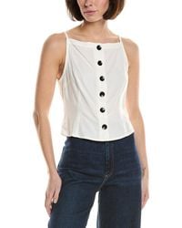 Astr - Button Boatneck Linen-Blend Top - Lyst