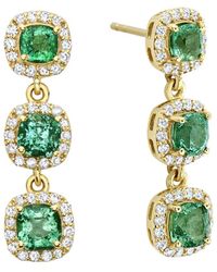Forever Creations USA Inc. - Forever Creations 14k 2.70 Ct. Tw. Diamond & Emerald Bar Drop Earrings - Lyst
