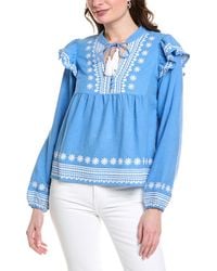 Sail To Sable - Balloon Sleeve Linen-Blend Blouse - Lyst