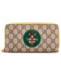 Gucci - Gg Coated Canvas Zip Around Wallet With Applique (Authentic Pre- Loved) - Lyst