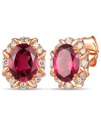 Le Vian - Le Vian 14k Rose Gold 1.91 Ct. Tw. Diamond & Rhodolite Studs - Lyst