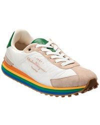 Ferragamo - Iggy Dolmias Saddle B Suede & Leather-Trim Sneaker - Lyst