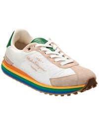 Ferragamo - Iggy Dolmias Saddle B Suede & Leather-Trim Sneaker - Lyst