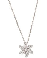 Suzy Levian - 14k 0.14 Ct. Tw. Diamond Curved Flower Necklace - Lyst