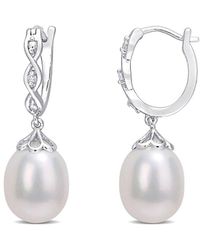 Rina Limor - Silver 0.02 Ct. Tw. Diamond 8-8.5mm Pearl Infinity Clip-on Earrings - Lyst