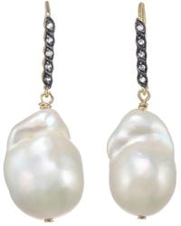 Margo Morrison - New York 18k & Silver White Sapphire & 13-15mm Pearl Drop Earrings - Lyst