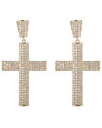 Eye Candy LA - Cz Double Cross Drop Earrings - Lyst