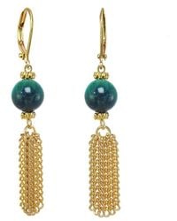 Rachel Reinhardt Jewelry - 14k Plated Blue Tigers Eye Fringe Earrings - Lyst